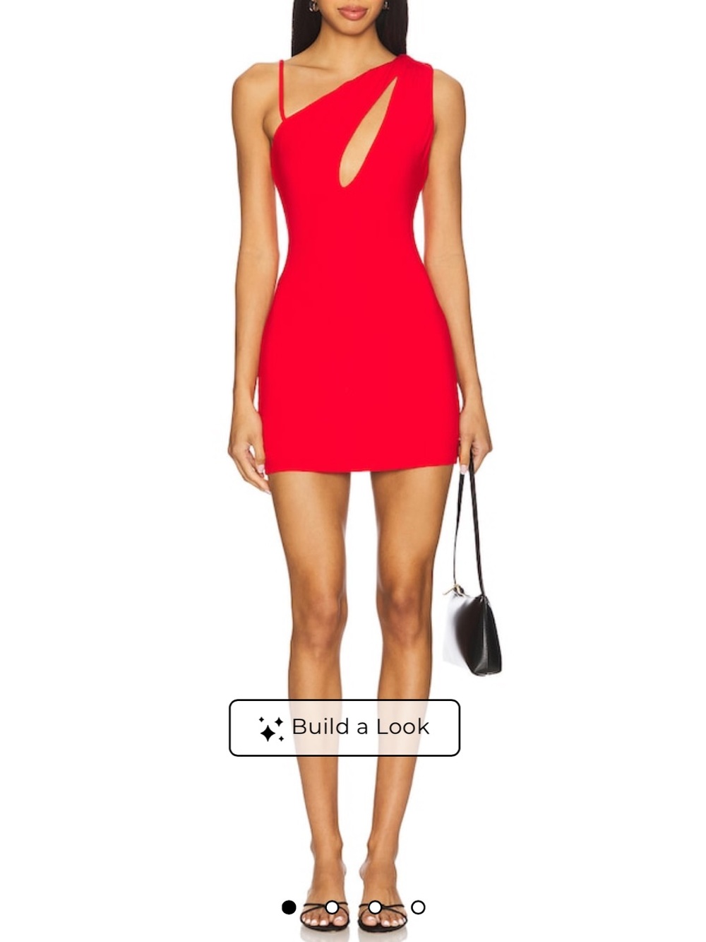 h:ours Red One-Shoulder Cutout Mini Dress